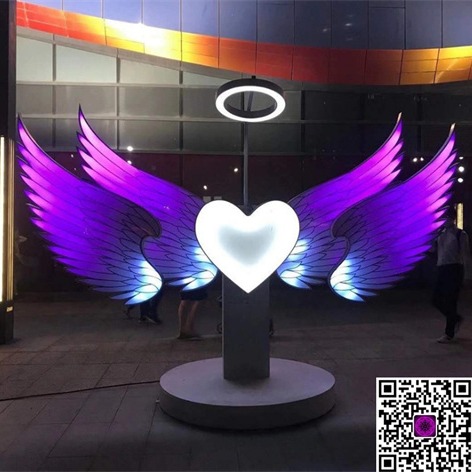 led造型灯led文旅景观灯厂家生产抖音网红打卡地互动发光翅膀，LED幻彩灯光翅膀厂家直销。