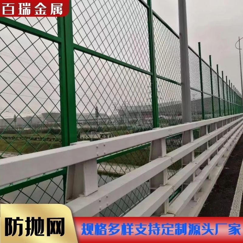 防抛网厂家 百瑞双圈护栏网 工程桥梁隔离防护网 天桥围栏网