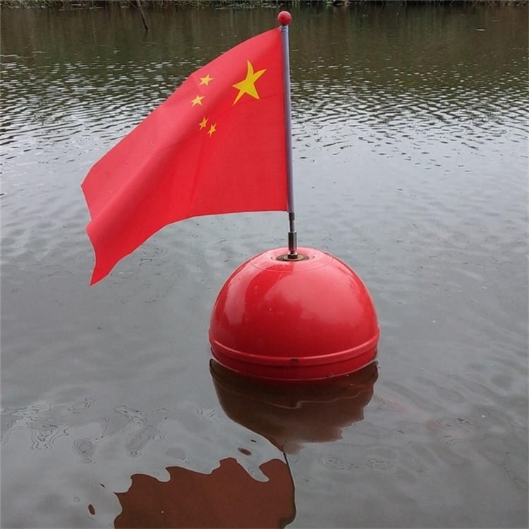 PE插旗子警示浮球 水面警示球形浮子图片