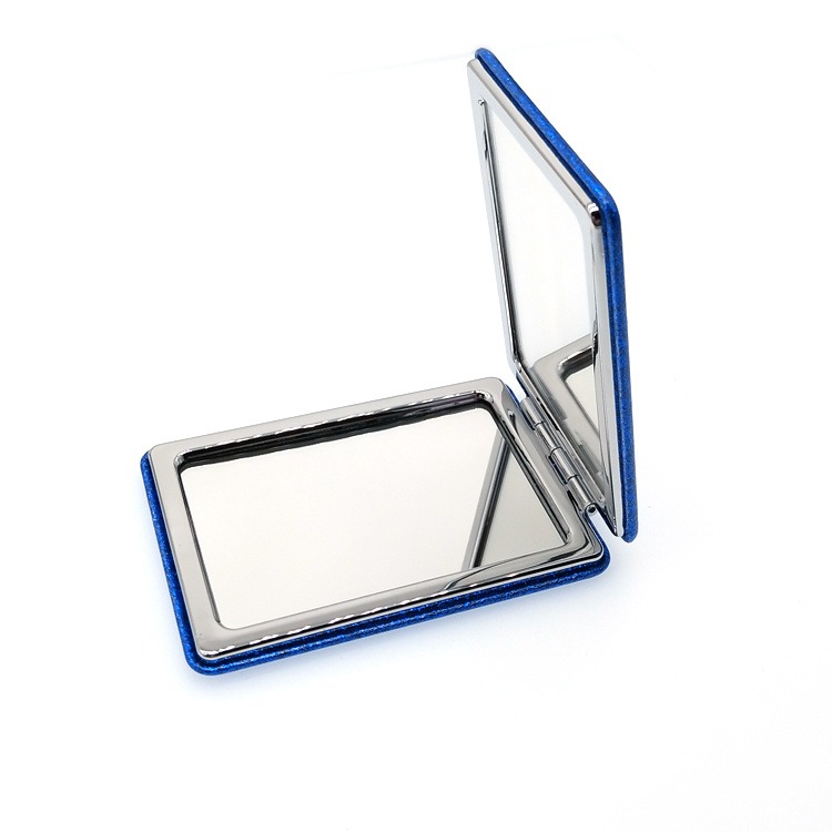 促销礼品pu双面化妆镜便携补妆手持折叠镜工厂定做长方形皮革镜随身口袋镜