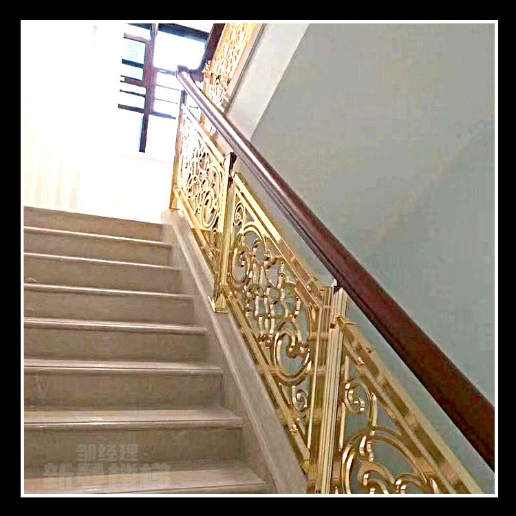 嘉峪关 新欧式楼梯扶手 电镀铜楼梯扶手 新曼 铜板镶花楼梯扶手 美美哒