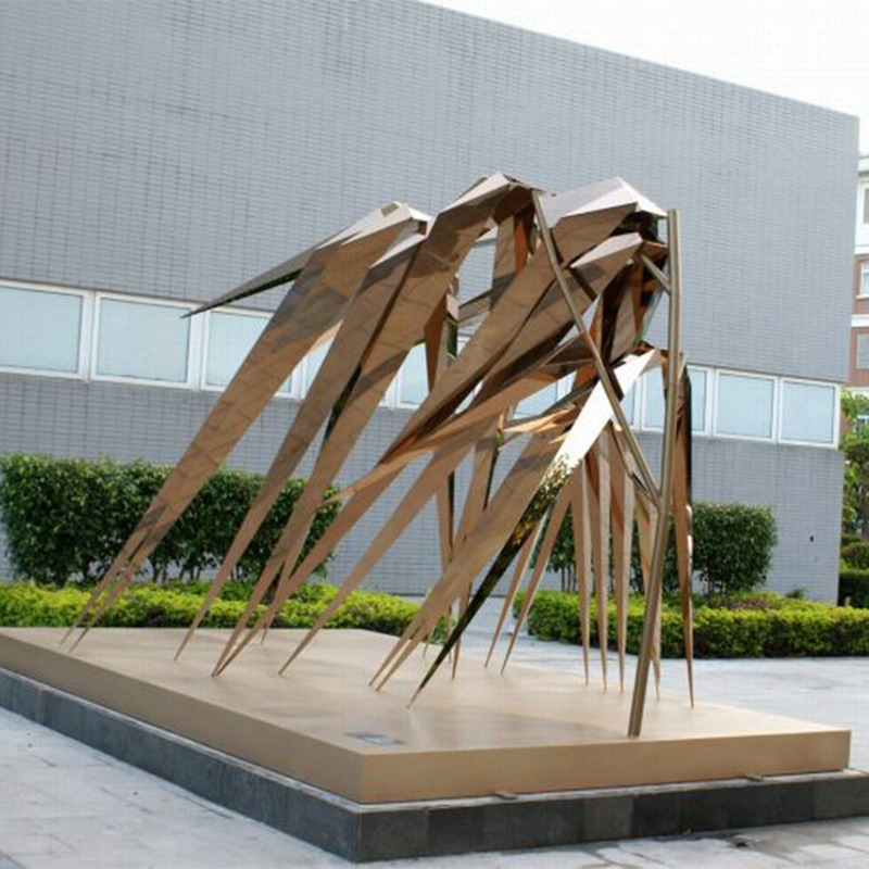 不锈钢抽象雕塑 金属锻造雕塑 校园摆件 异形雕塑 艺术造型雕塑 公园广场景观雕塑图片