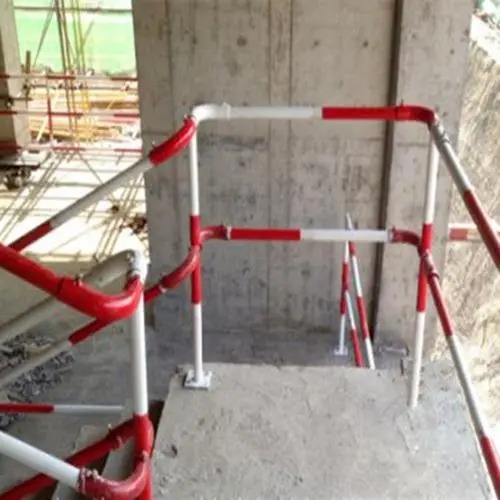 楼梯临边防护杆 建筑工地用临时楼梯防护立杆 定型化管件喷涂立杆 浩航建材图片