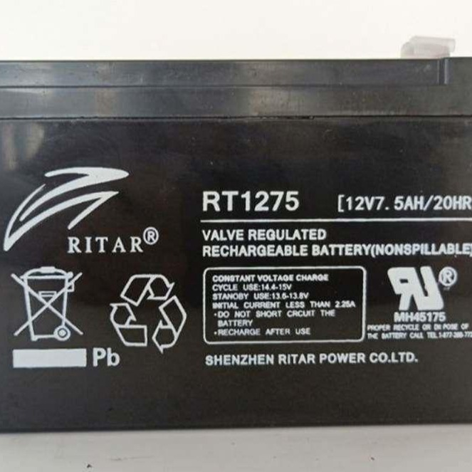 RITAR瑞达RT1275蓄电池12V7.5AH迅达3600电梯配件平层应急电源UPS