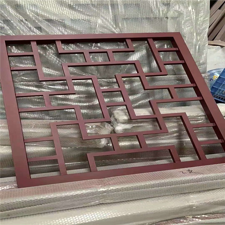 中式镂空木纹铝窗花  铝合金焊接窗花 苏州园林铝花格