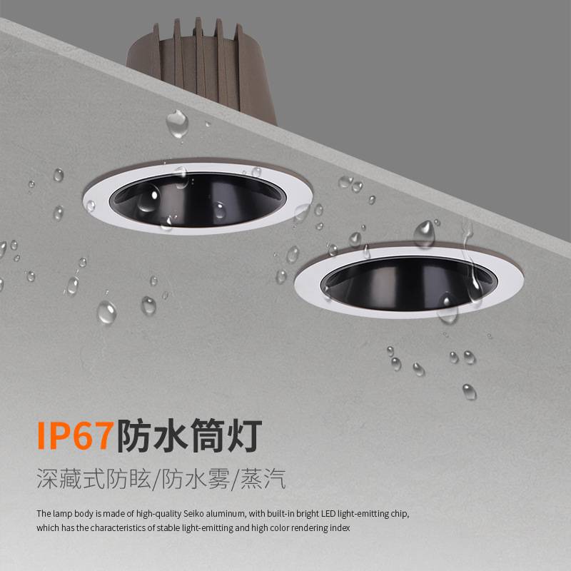 IP65防水筒灯浴室深防眩嵌入式厨房卫生间沐浴房防雾防尘天花射灯图片