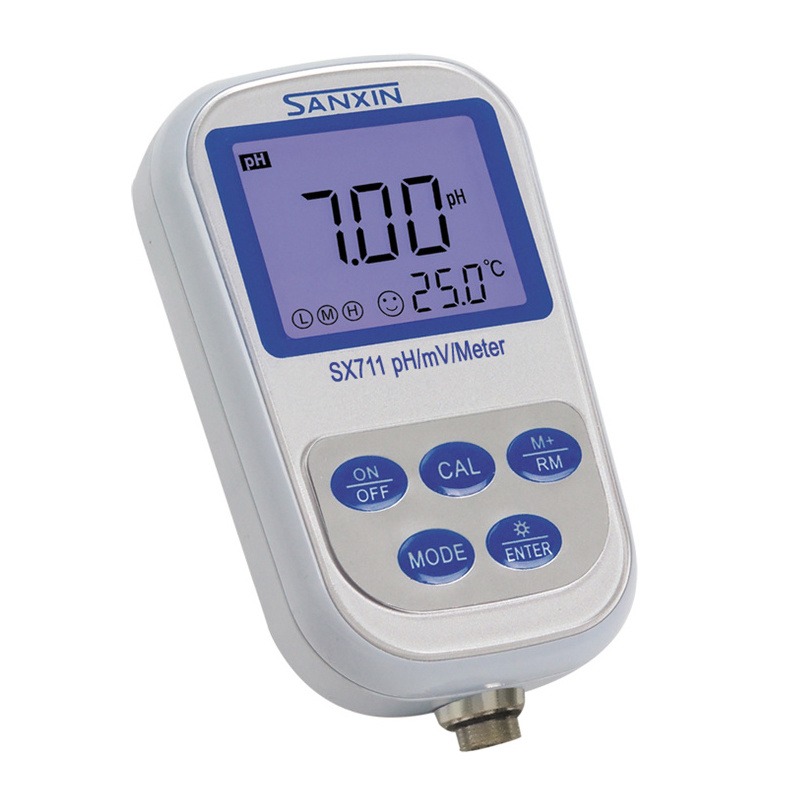 SX711便携式pH/mV计测量水溶液的pH、mV和温度参数的三信水质检测分析仪配三合一 pH 电极图片