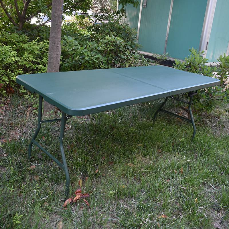 野战户外吹塑桌  便携式折叠桌 ，1.2米绿色中空吹塑折叠桌 ，户外折叠作业桌厂家批发HY30华军