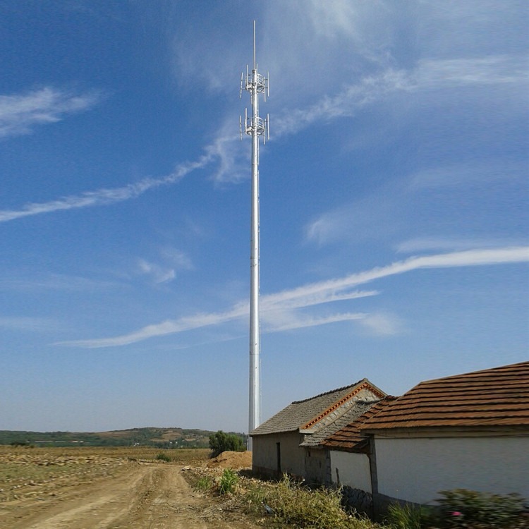 泰翔设计制作4G通信单管塔钢结构   美化单管塔价格  4G通信角钢塔质保30年