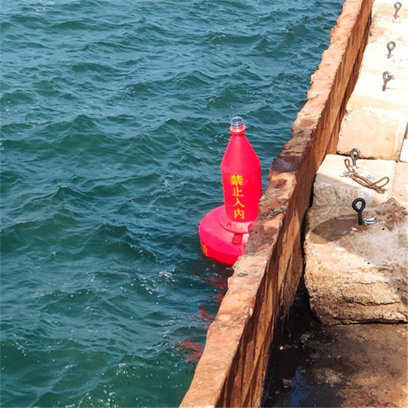 水面工程标记警示塑料航标 顶部带灯海洋航道浮标样式