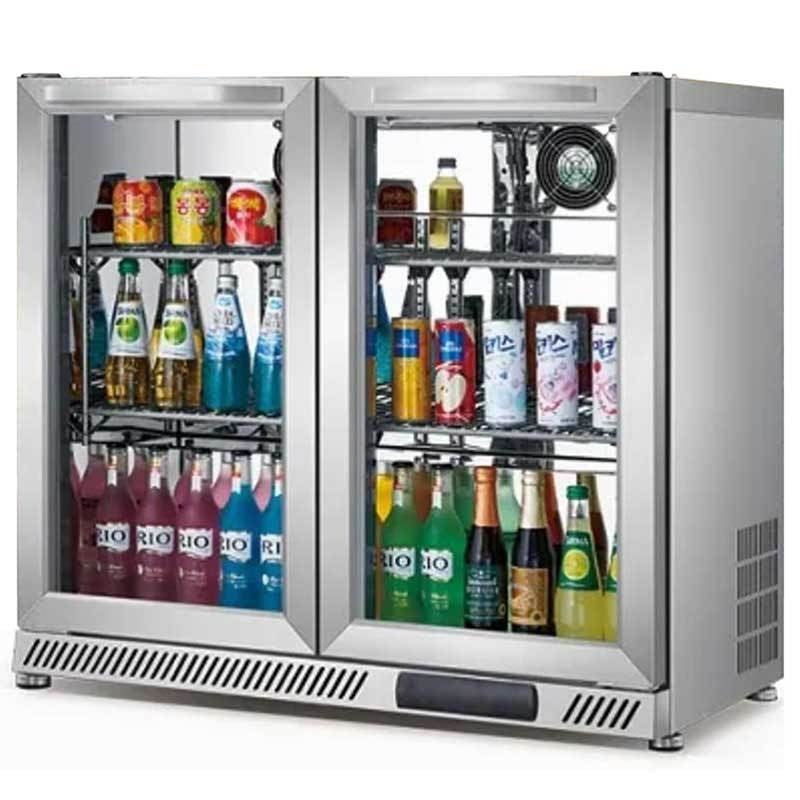冰立方吧台柜BC190AG2 冰立方吧台冷藏冰箱 商用双门风冷吧台柜 玻璃门吧台饮料展示柜