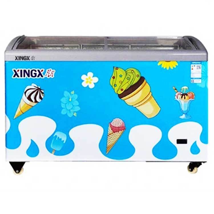 XINGX/星星冷柜SD/SC-246SY 星星卧式圆弧冷藏冷冻柜 单温冷藏冷冻展示柜 雪糕冰淇淋展示柜 商超冷柜