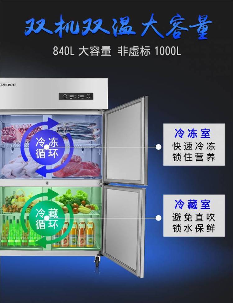 爱雪QB-04LX2型商用冰柜   绵阳    双机双冷直冷铜管四门冷柜/冰箱 价格示例图4