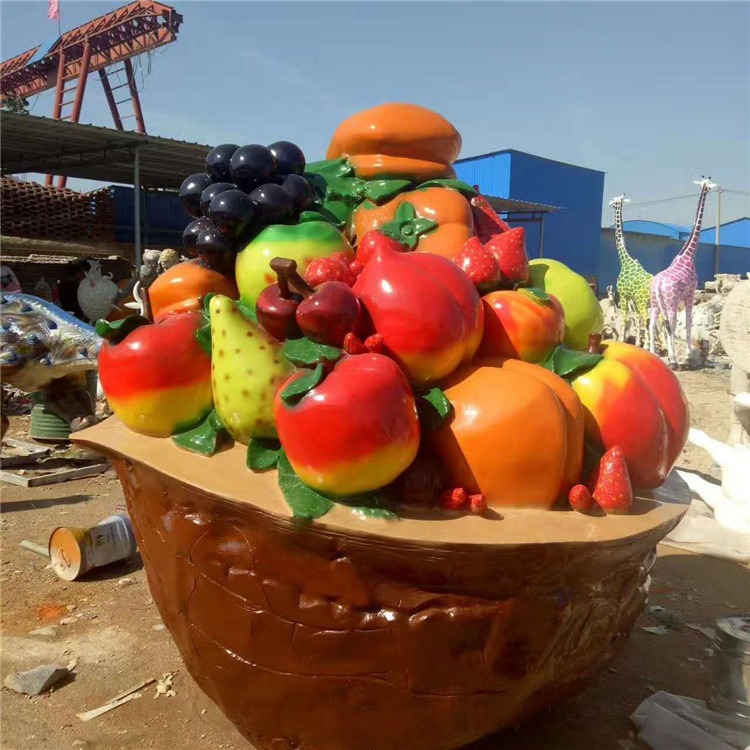 玻璃钢水果篮雕塑，仿真水果蔬菜雕塑生产厂家图片