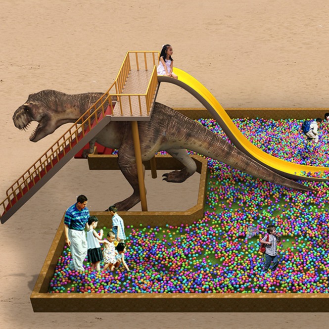 祺兴商场新款恐龙主题儿童乐园百万海洋球池滑梯沙池游乐设备厂家直销