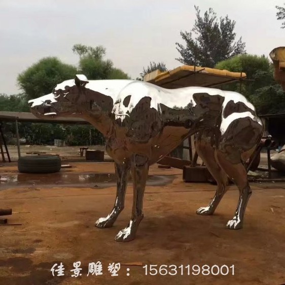 不锈钢犬雕塑狗雕塑 不锈钢动物雕塑图片