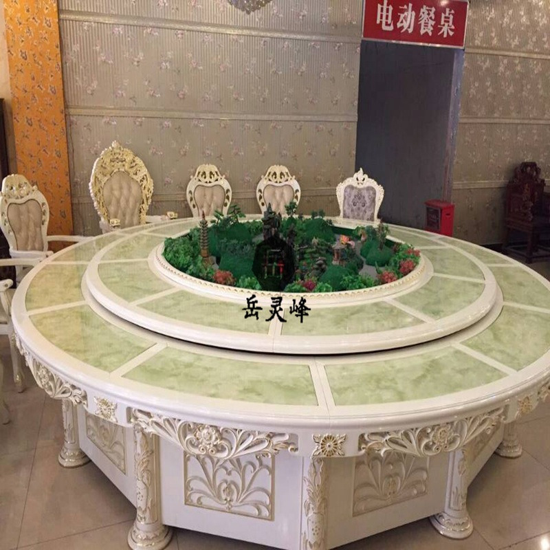 岚慧餐桌是圆形的  	直径2.8米电动尺寸   餐桌法莉娜西餐桌85840