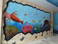 商场墙绘作品样板房彩绘作品儿童游泳馆彩绘作品幼儿园墙绘作品