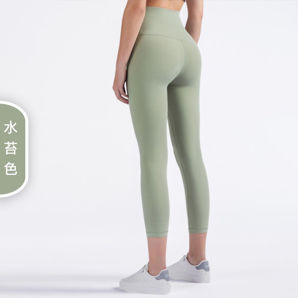 2021厂家批发新款无T线Nuls裸感亲肤瑜伽裤高腰蜜桃臀紧身裤七分lulu瑜伽裤欧美跨境QK1242图片