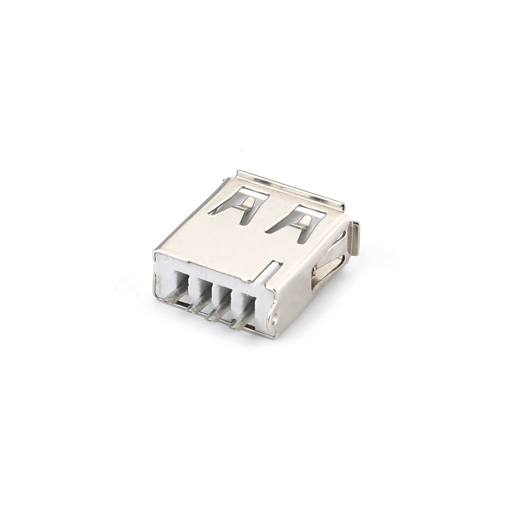 2.0USB A母焊线母座   180度焊线式 立式直插白胶 平口/卷边 USB连接器