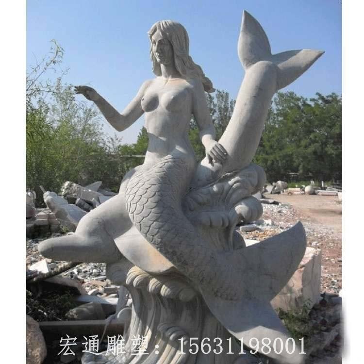 美人鱼石雕 汉白玉美人鱼雕 塑 厂家定制图片