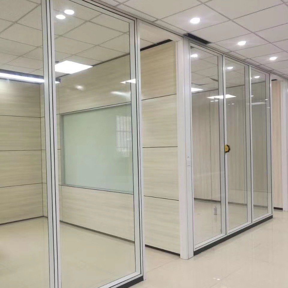 全国上门安装办公玻璃隔断  双层玻璃百叶隔断 内钢外铝隔断免费出图报价设计