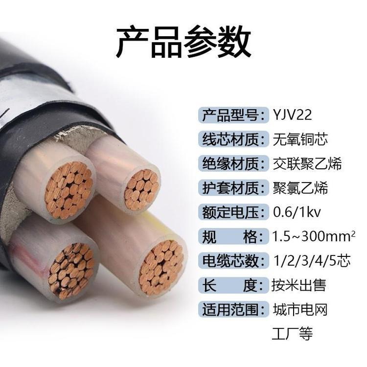 电力电缆 低压铜芯铠装接地防水电力电缆 YJV23 4x1.51x1 0.6/1KV 源头厂家 技术参数