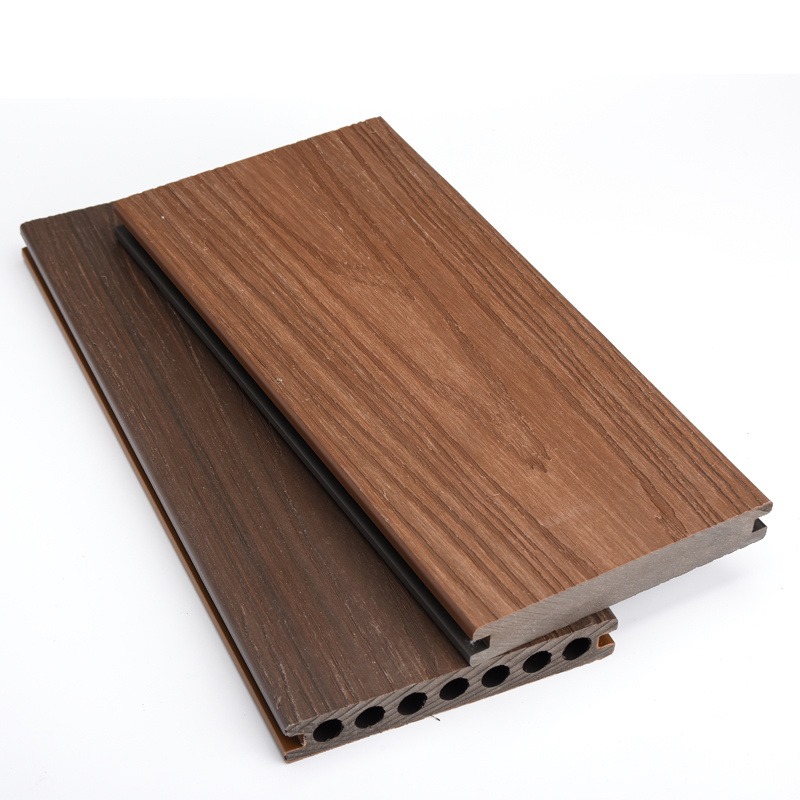 厂家批发 空心圆孔塑木共挤地板 户外露台园林 木塑板材 二代共挤地板