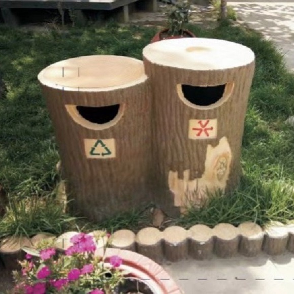 唐盛仿树皮垃圾桶 树墩艺术垃圾桶 水泥果皮箱