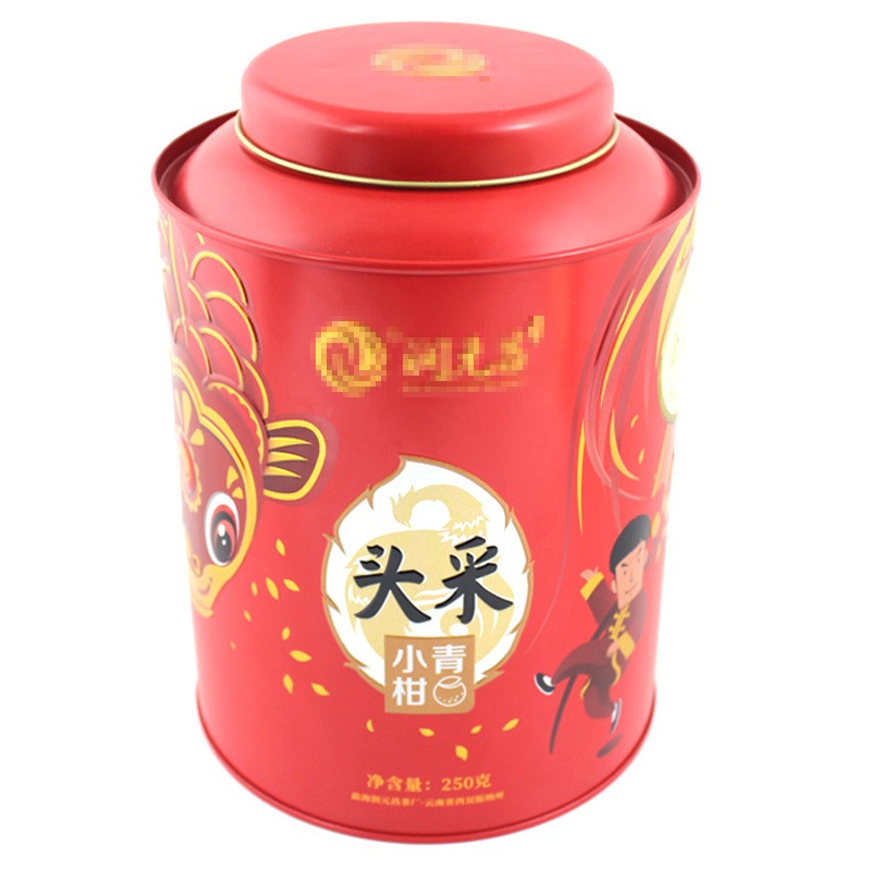 圆形小青柑茶叶包装盒铁盒订做 麦氏罐业 250克装小青柑铁罐 新会茶叶罐铁罐厂图片