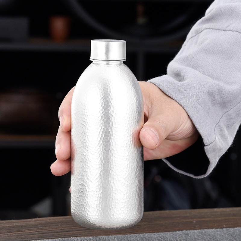 便携式纯银水瓶 999手工银水杯正品 旅行水杯多用途水壶银酒壶