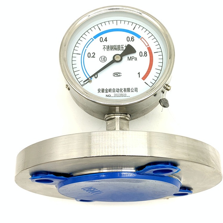 隔膜压力表 不易生锈轴向带边型 可测油压表 金岭