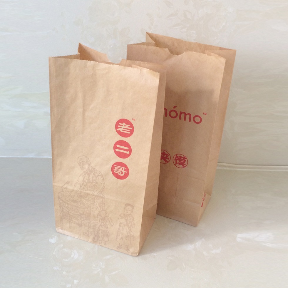 深圳广州食品餐饮快餐外卖打包袋 煲仔饭 猪脚饭 面包汉堡店手提袋 牛皮纸袋包装袋子厂家印刷