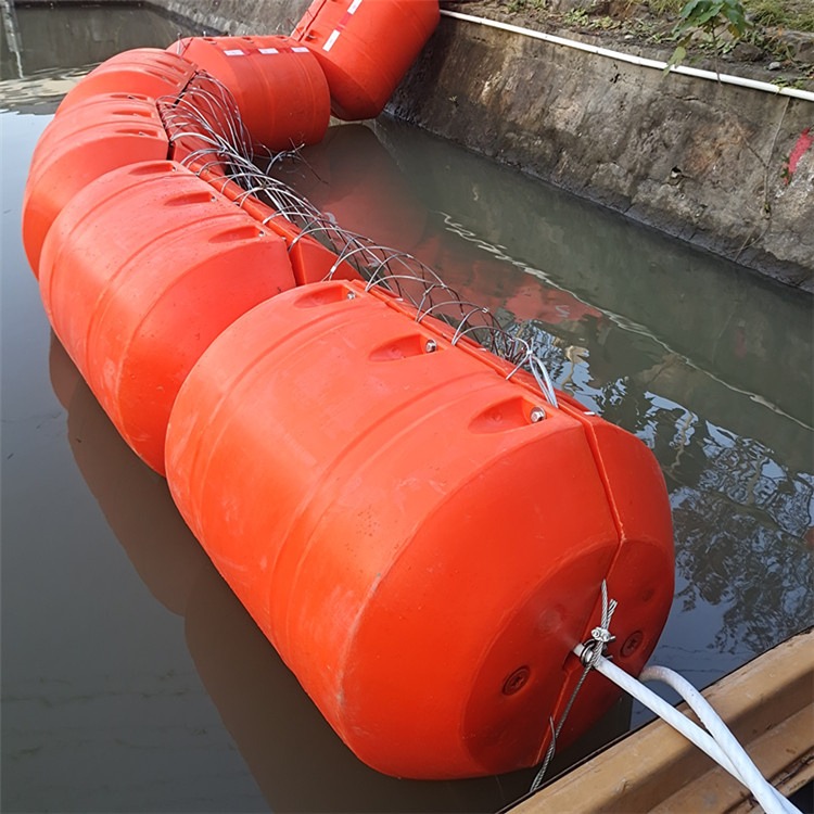 澄海水电站浮筒式拦污排引水口塑料拦污浮栅