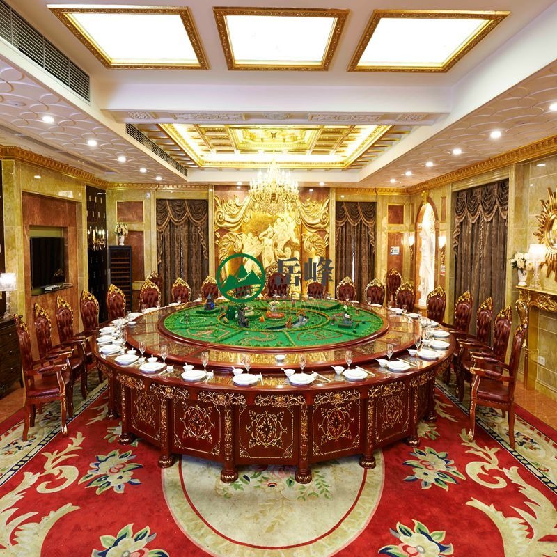 14人北京香河实木餐桌厂家价格87587	圆桌餐桌厂家批发	电动大型圆桌安装