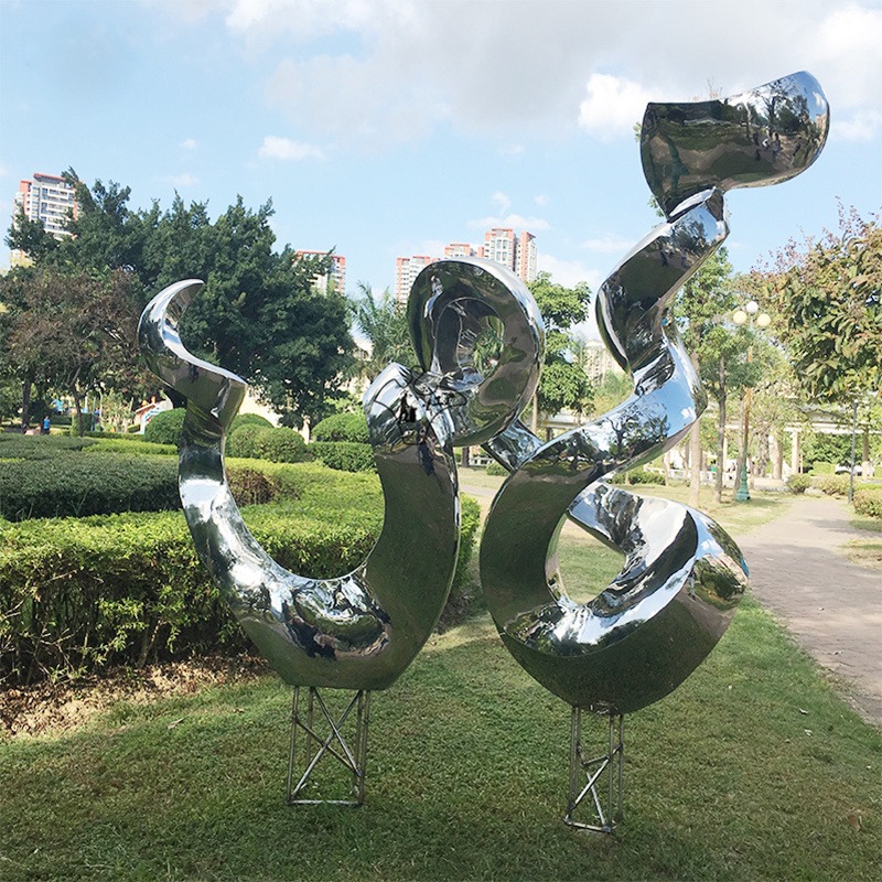 抽象不锈钢雕塑 304镜面雕塑 艺术雕塑 公园摆件 园林景观落地摆件