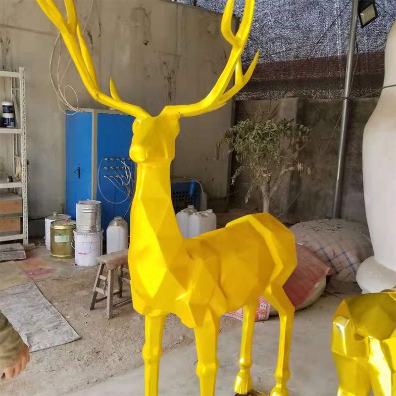 不锈钢动物鹿雕塑 抽象鹿不锈钢雕塑 采用304不锈钢 户外公园装饰摆件