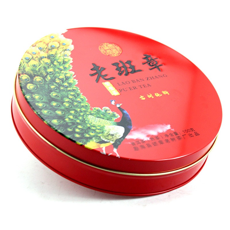 马口铁罐生产厂家 圆形普洱茶饼铁罐包装定做 红色古树普洱茶叶包装铁盒子 麦氏罐业
