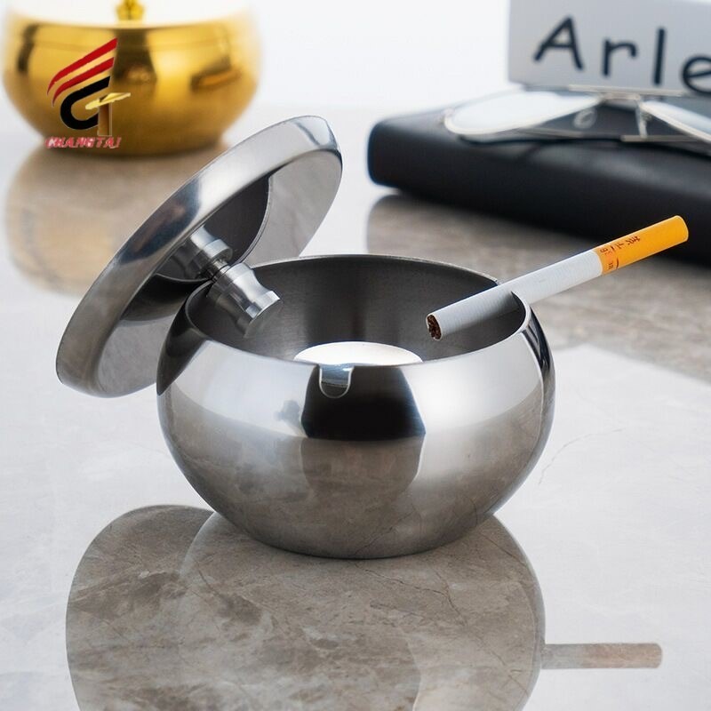 现货不锈钢圆形烟灰缸 创意加厚金属烟具可印LOGO 昌泰工艺