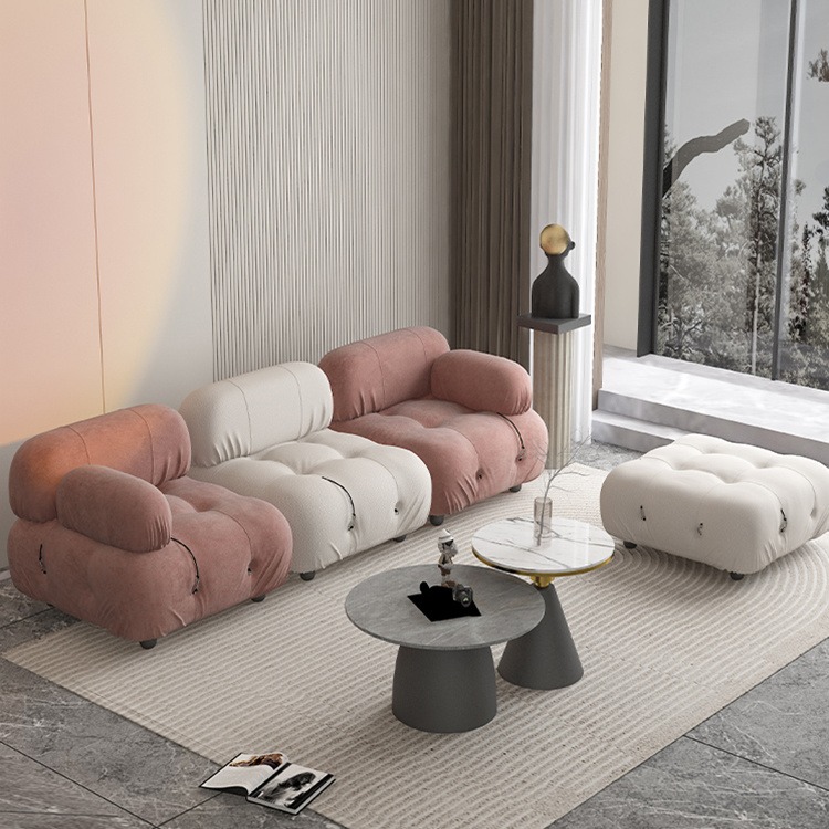 东莞迪佳意式豆腐块轻奢沙发极简现代ins网红创意模块方块拉扣直排沙发椅