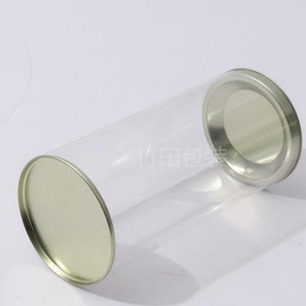 厂家批发 pvc桶塑料马口铁盖透明圆筒 9.5cm直径铁盖透明筒 供应沂水