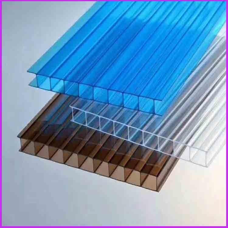 蓝色12毫米阳光板 衡阳聚碳酸酯中空板 双层单腔PC阳光板厂家