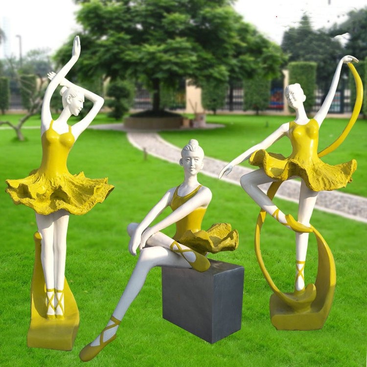 玻璃钢抽象跳舞人物雕塑，跳芭蕾人物雕塑加工厂图片