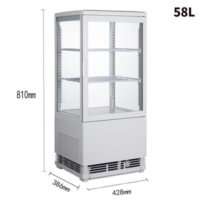 劳特四面透明玻璃冷藏展示柜 牛奶蛋糕保鲜柜 饮料冷柜立式单门RT-58L