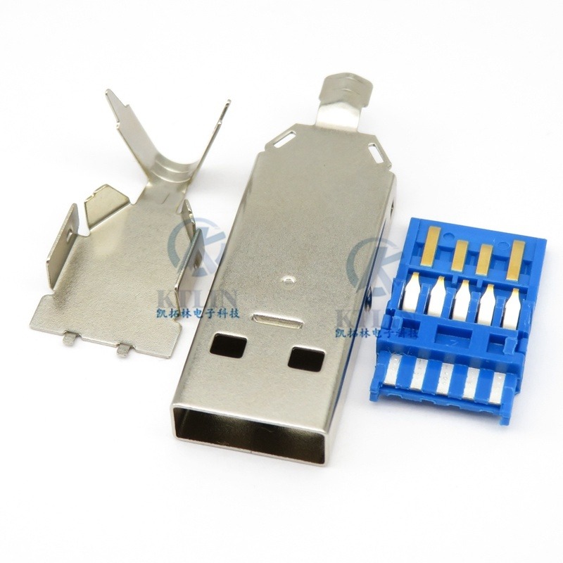 全塑 USB 2.0 4pin公头 焊线式 L=14.0mm 4p USB连接器