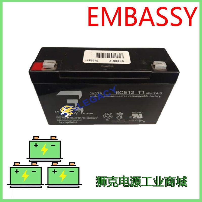美国EMBASSY蓄电池6v12ah医疗设备系统电池