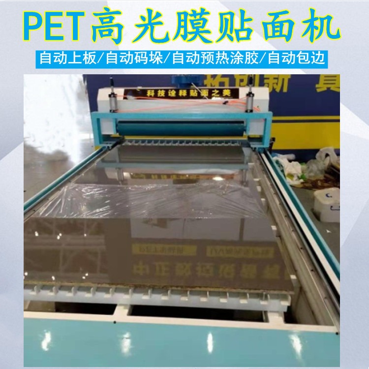 PETG钛瓷高光板贴面机 自动除尘断膜 木饰面密度板高分子保护膜平贴机
