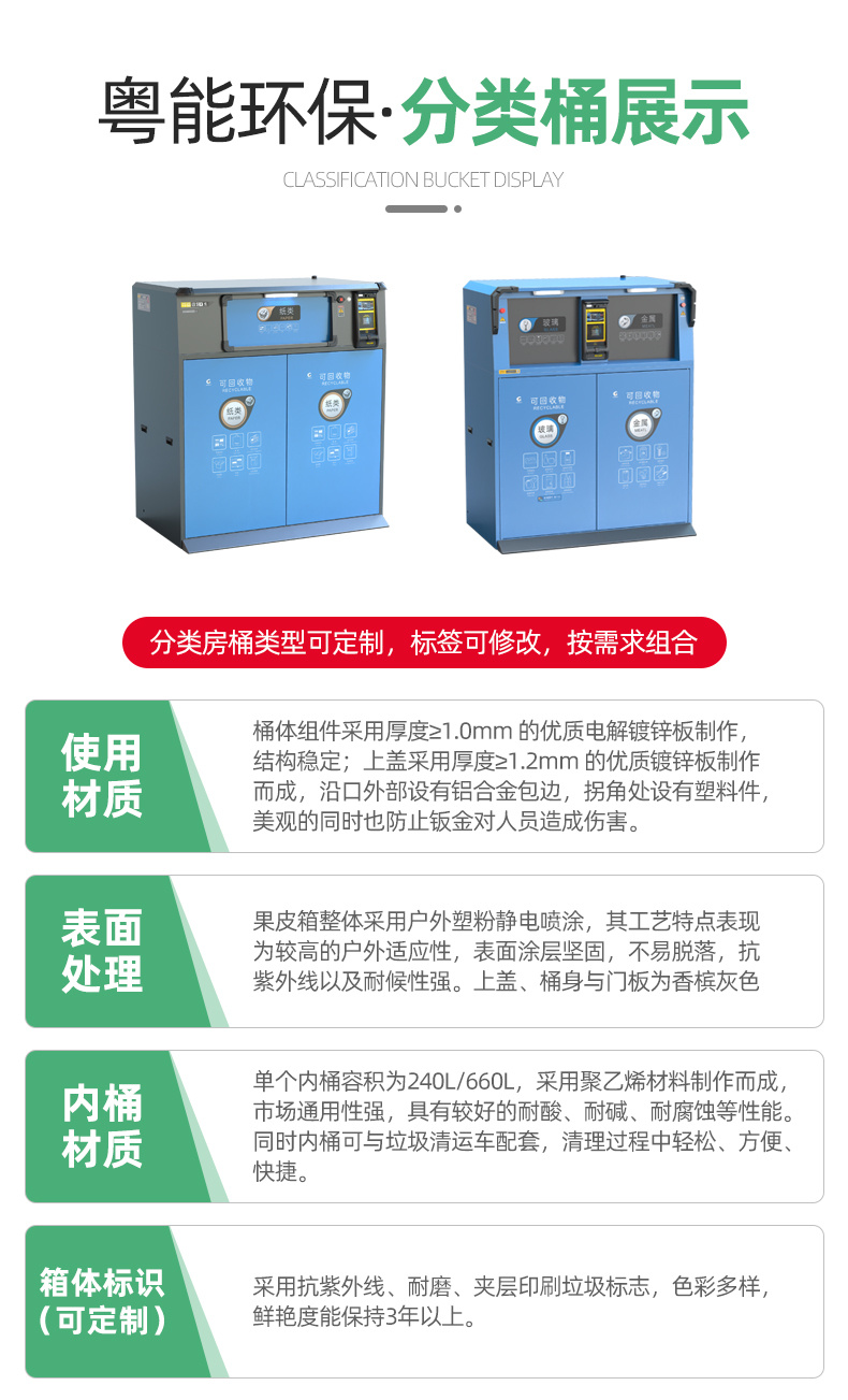 防水性能IP6級粵能YN-1480智能垃圾桶廠家  智能垃圾分類回收箱示例圖10