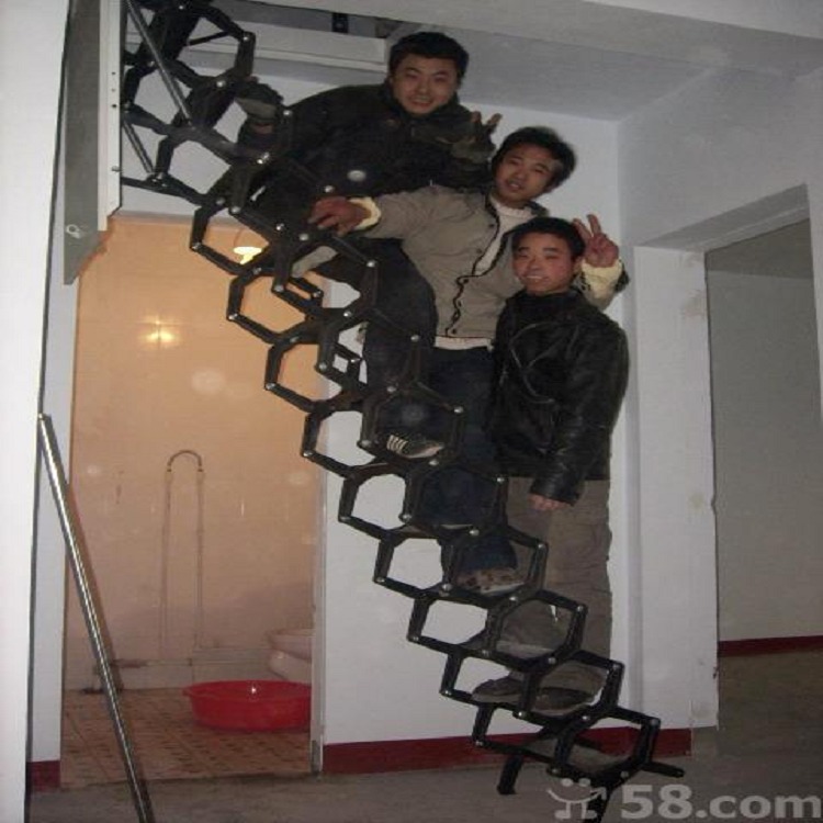 电动伸缩楼梯 Mitsubishi/三菱 阁楼伸缩楼梯家用定制升降室内外隐形电动折叠壁挂式简易伸拉梯子