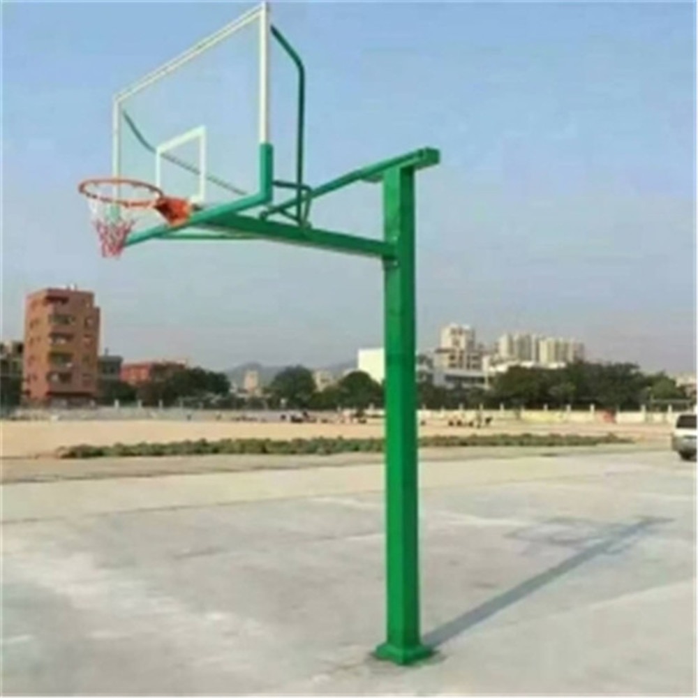 淄博配透明钢化玻璃篮板晶康牌方管固定式篮球架制造商厂家供应